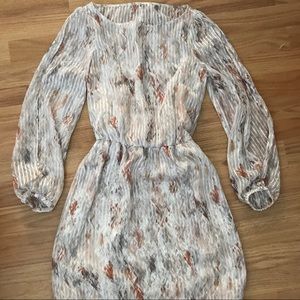 Tan pattern dress with subtle sparkle stripes